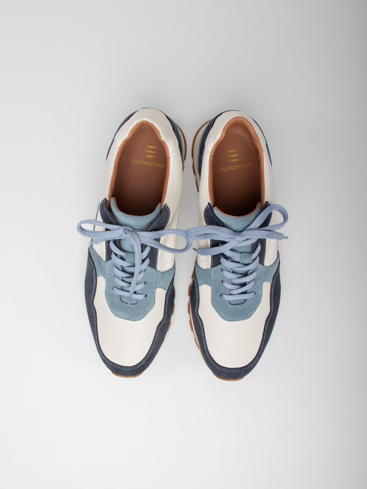 Combined leather trainers