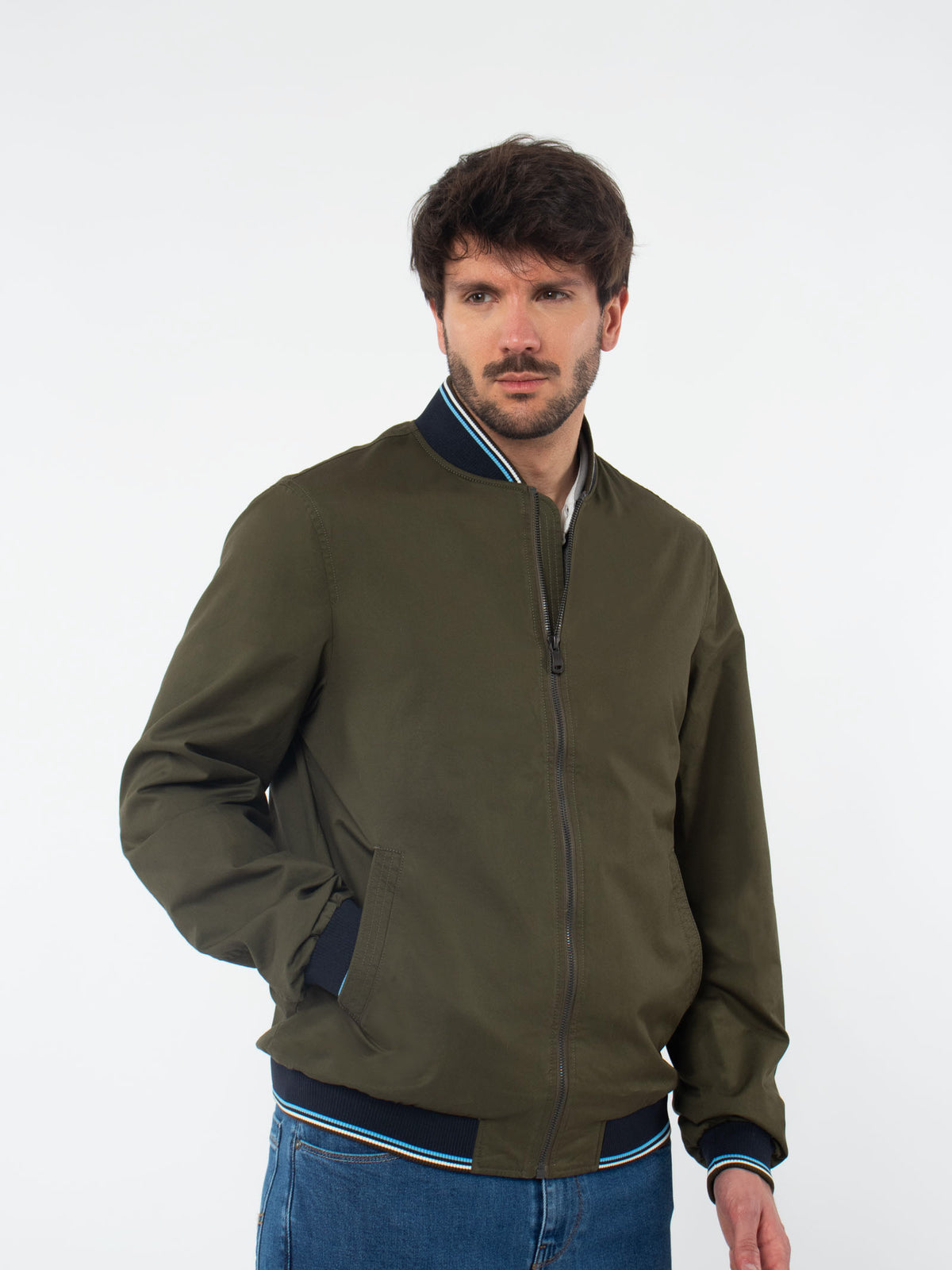 Biker jacket with contrasting details