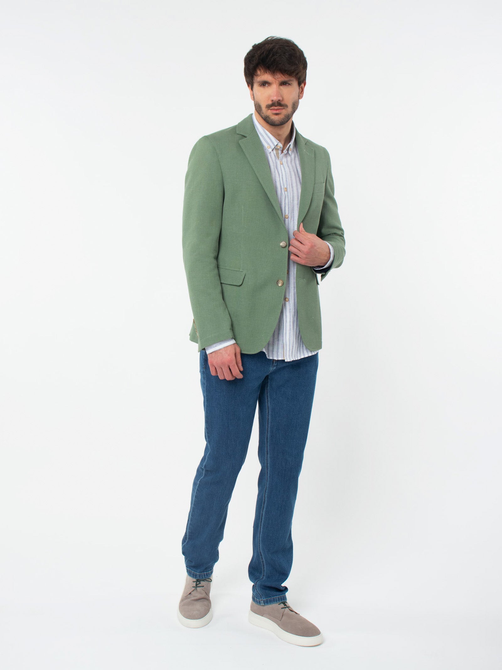 Strutured cotton-linen blazer