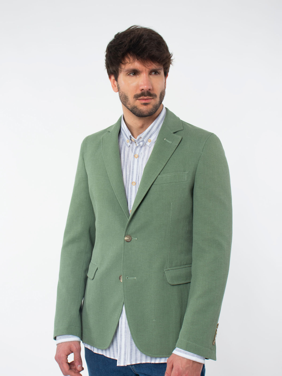 Strutured cotton-linen blazer