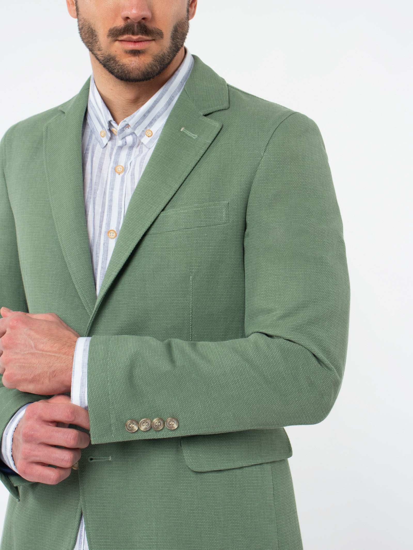 Strutured cotton-linen blazer
