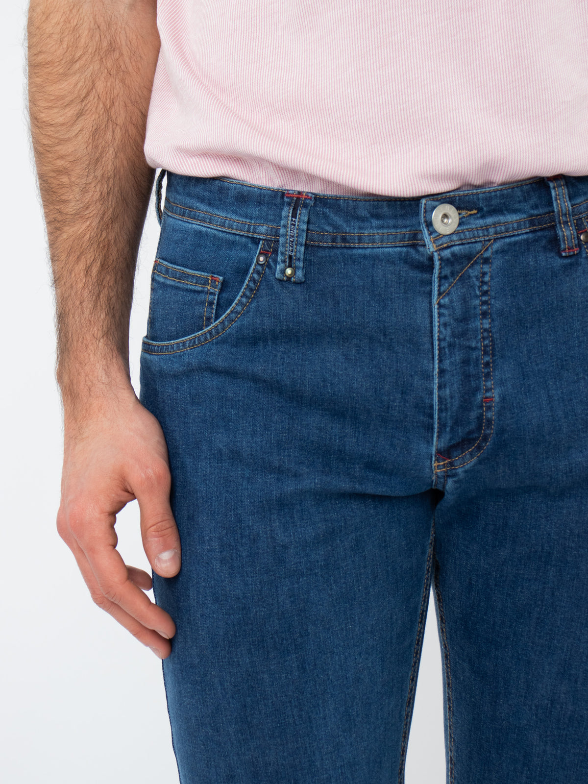 Bleach washed slim fit jeans