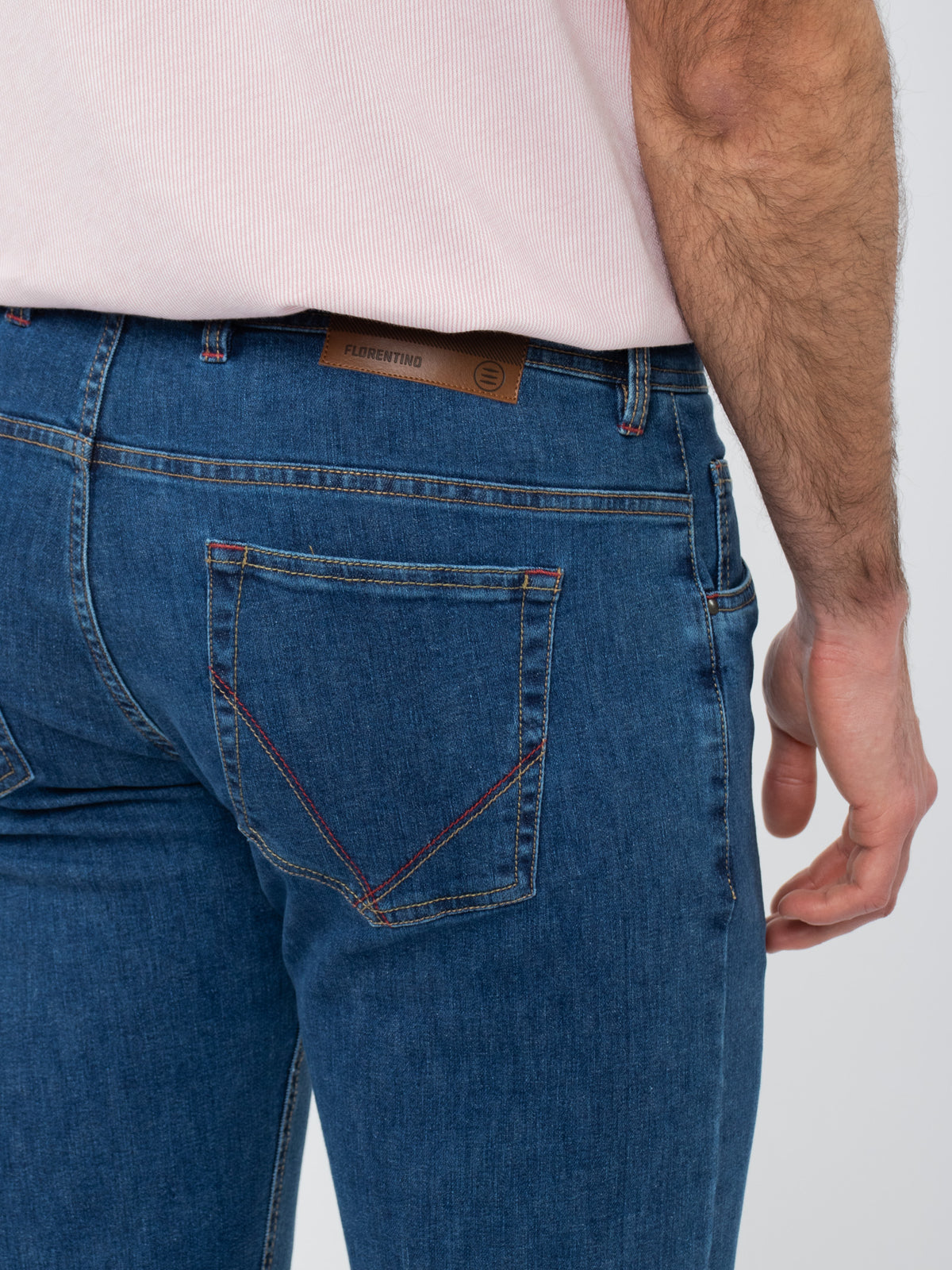 Bleach washed slim fit jeans