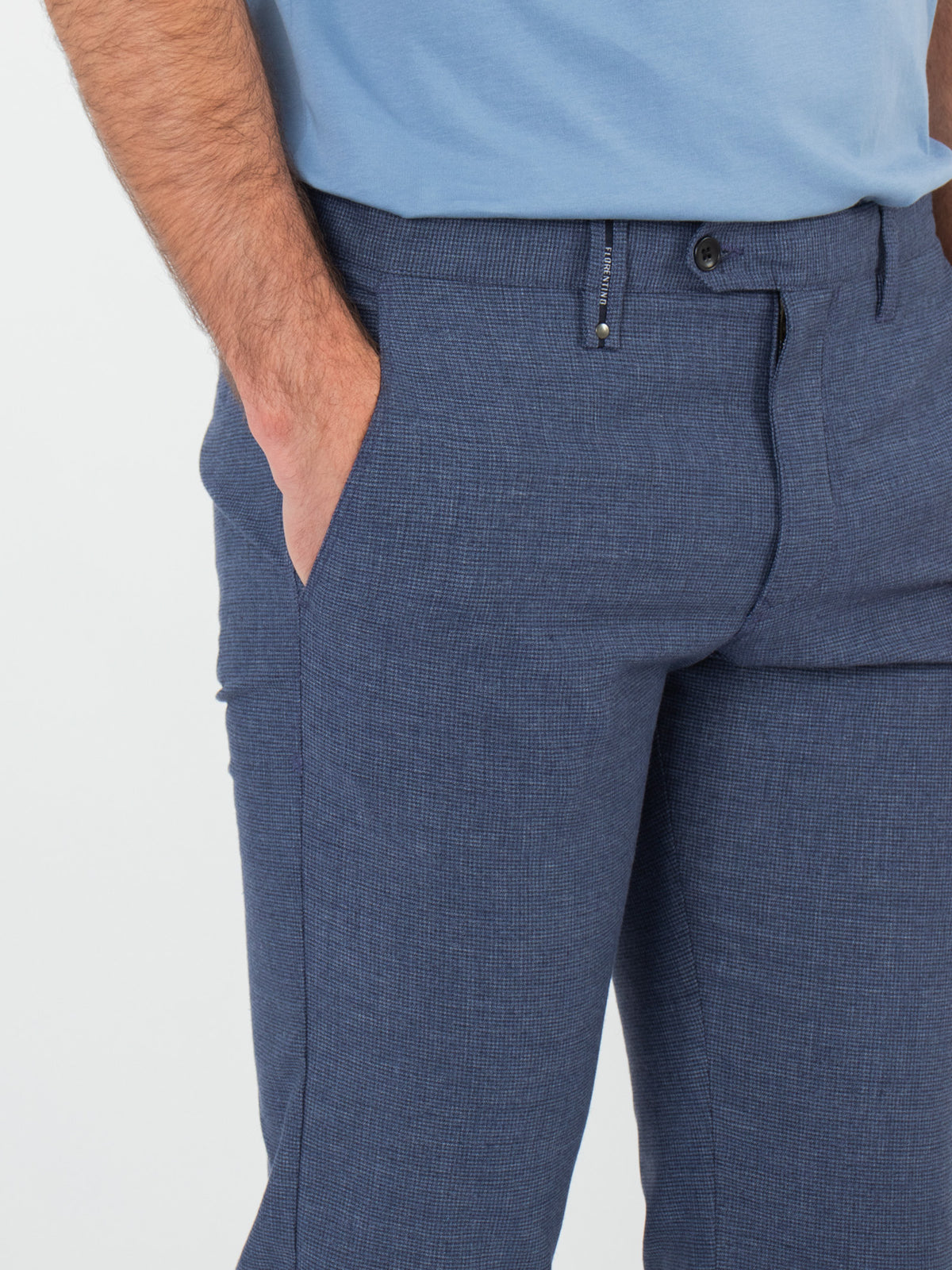 Micro houndstooth chino trousers