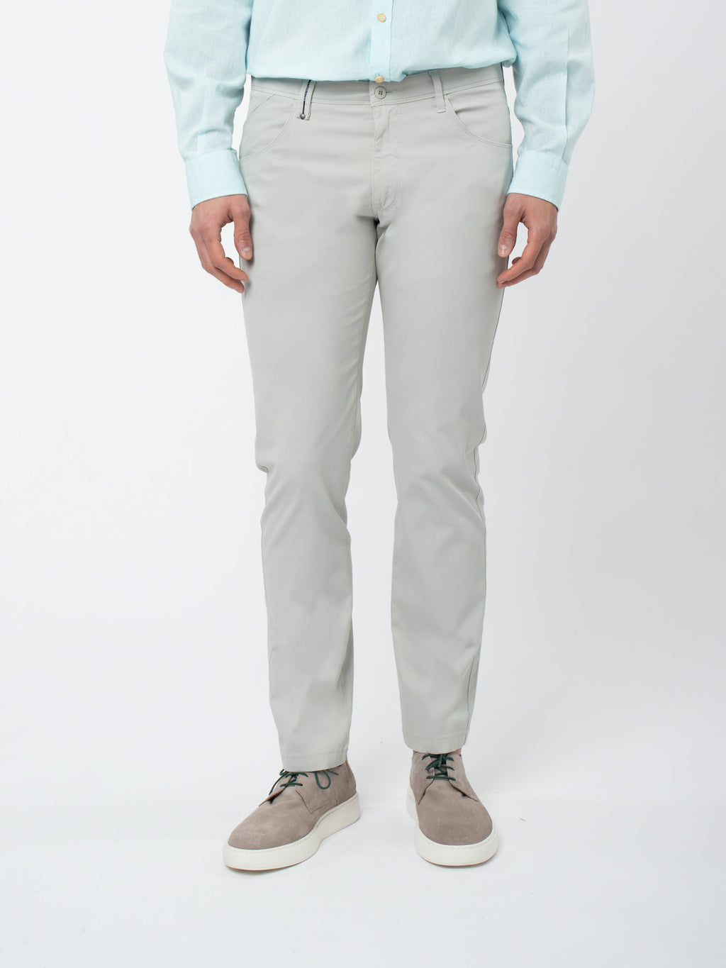Slim fit beaded five-pocket trousers