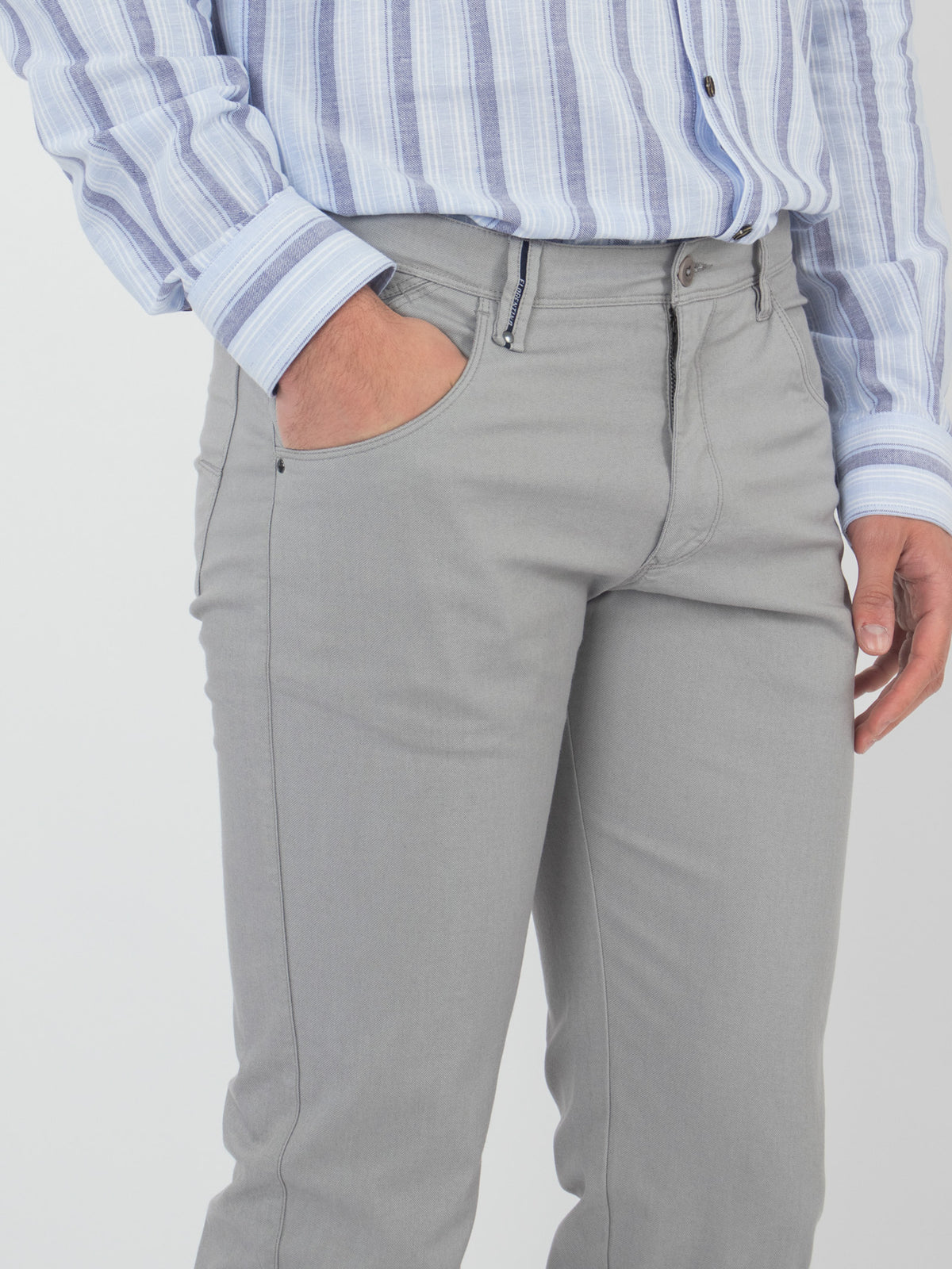 Slim fit textured five pocket trousers