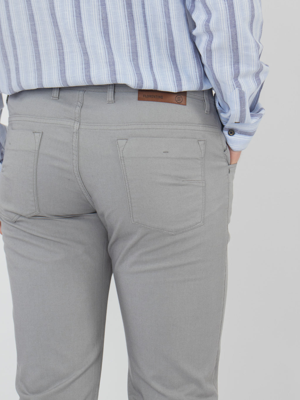 Slim fit textured five pocket trousers