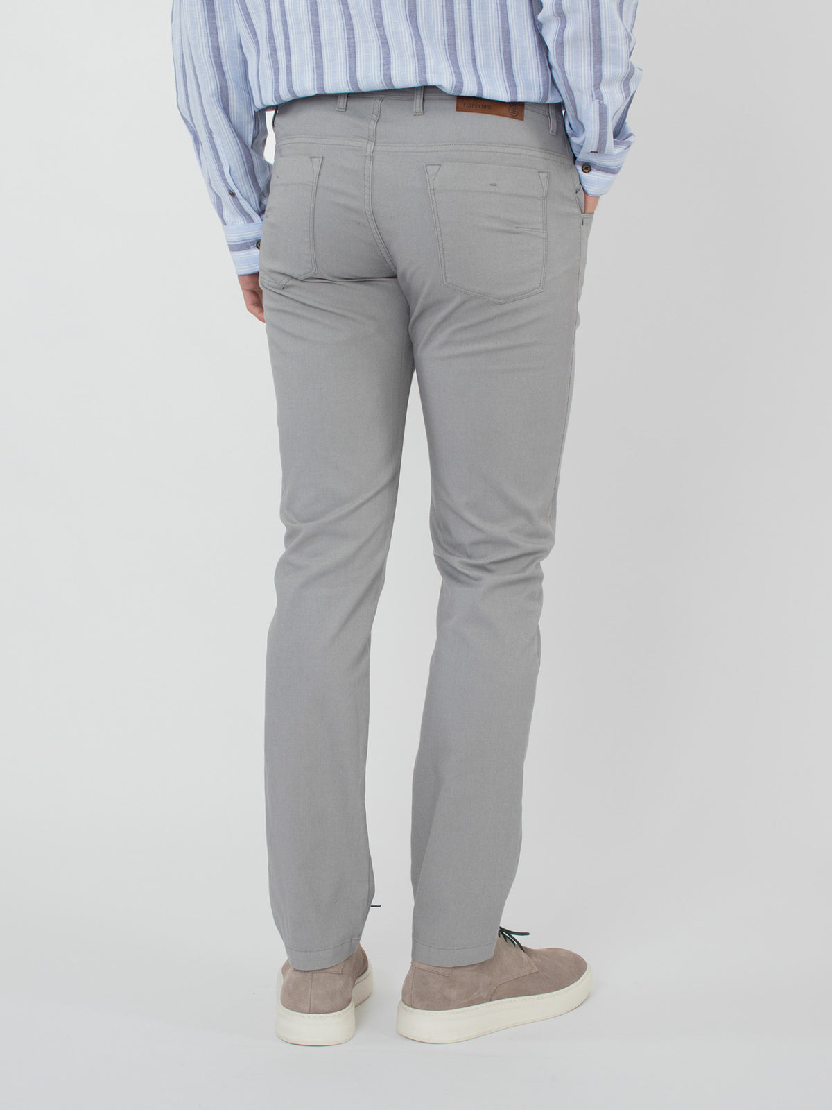 Slim fit textured five pocket trousers