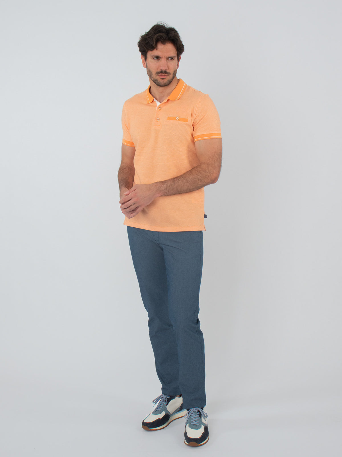Slim fit textured five pocket trousers