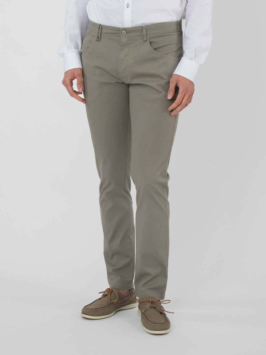 Slim fit micro-pattern five-pocket trousers