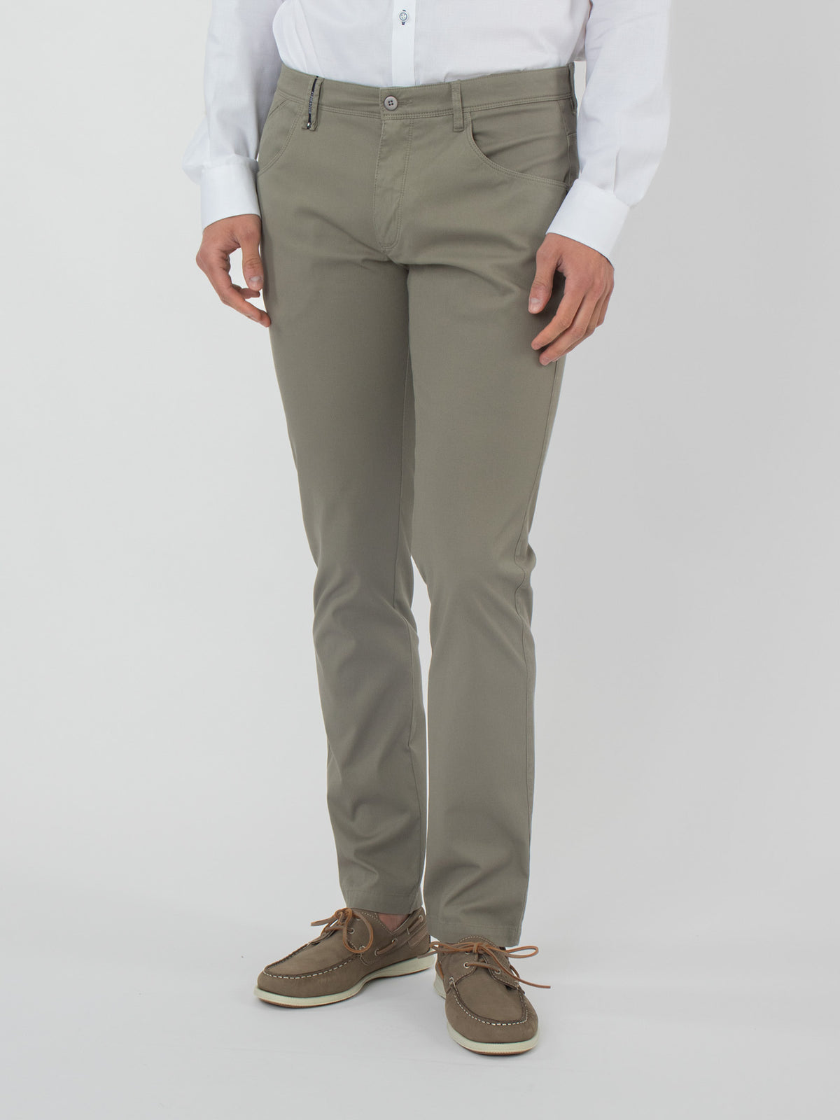 Slim fit micro-pattern five-pocket trousers