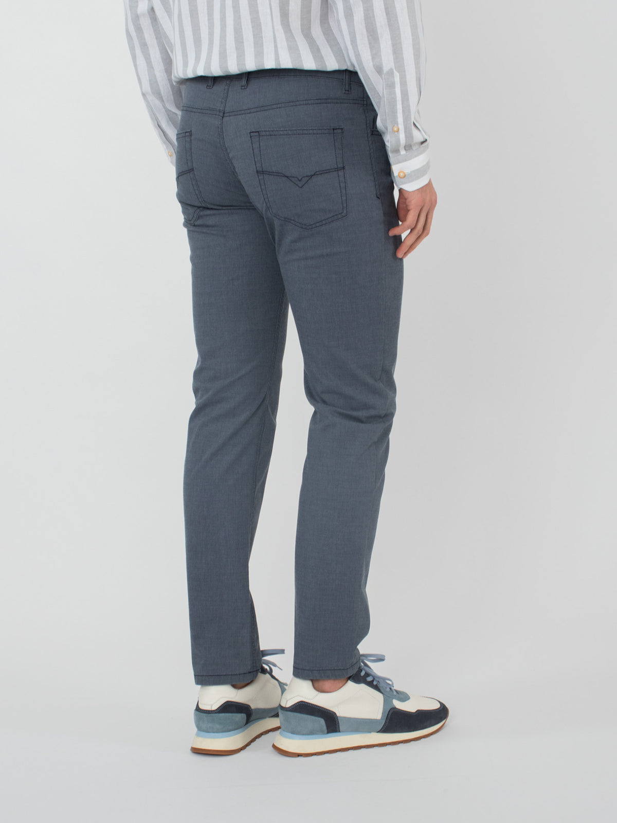 Slim fit micro-printed five-pocket trousers