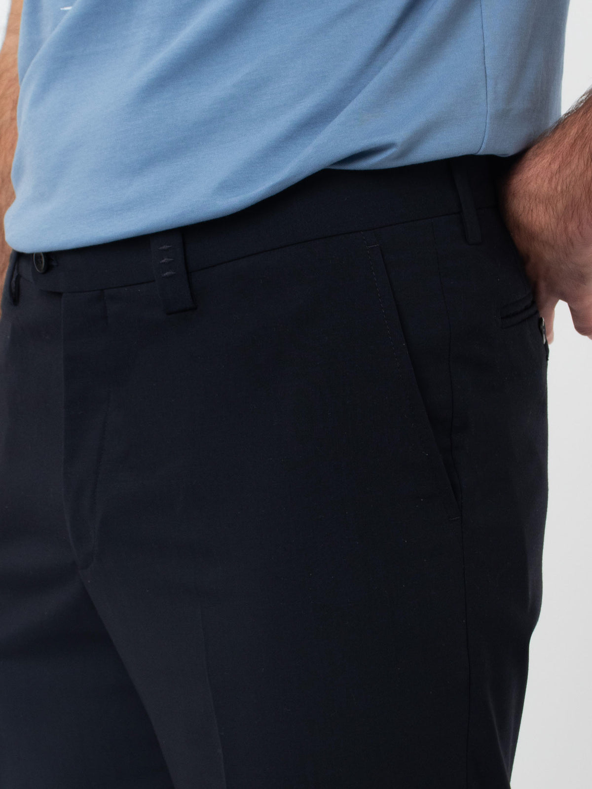 Regular fit melange flat front trousers