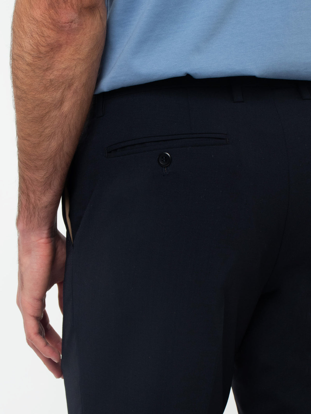 Regular fit melange flat front trousers
