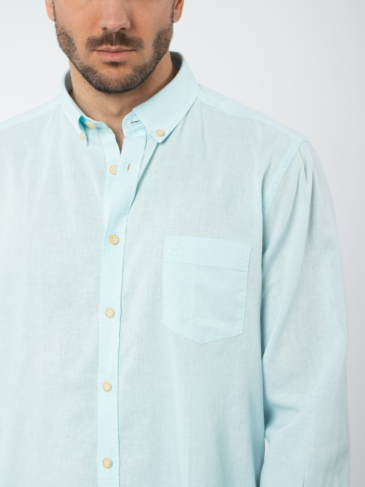 Slim fit linen-cotton shirt