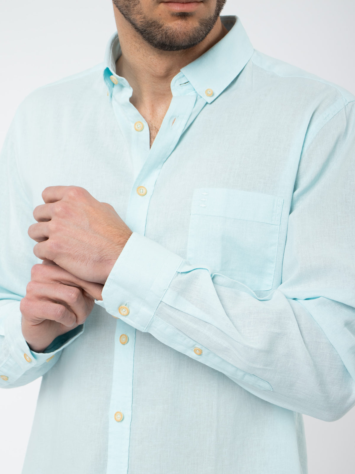 Slim fit linen-cotton shirt