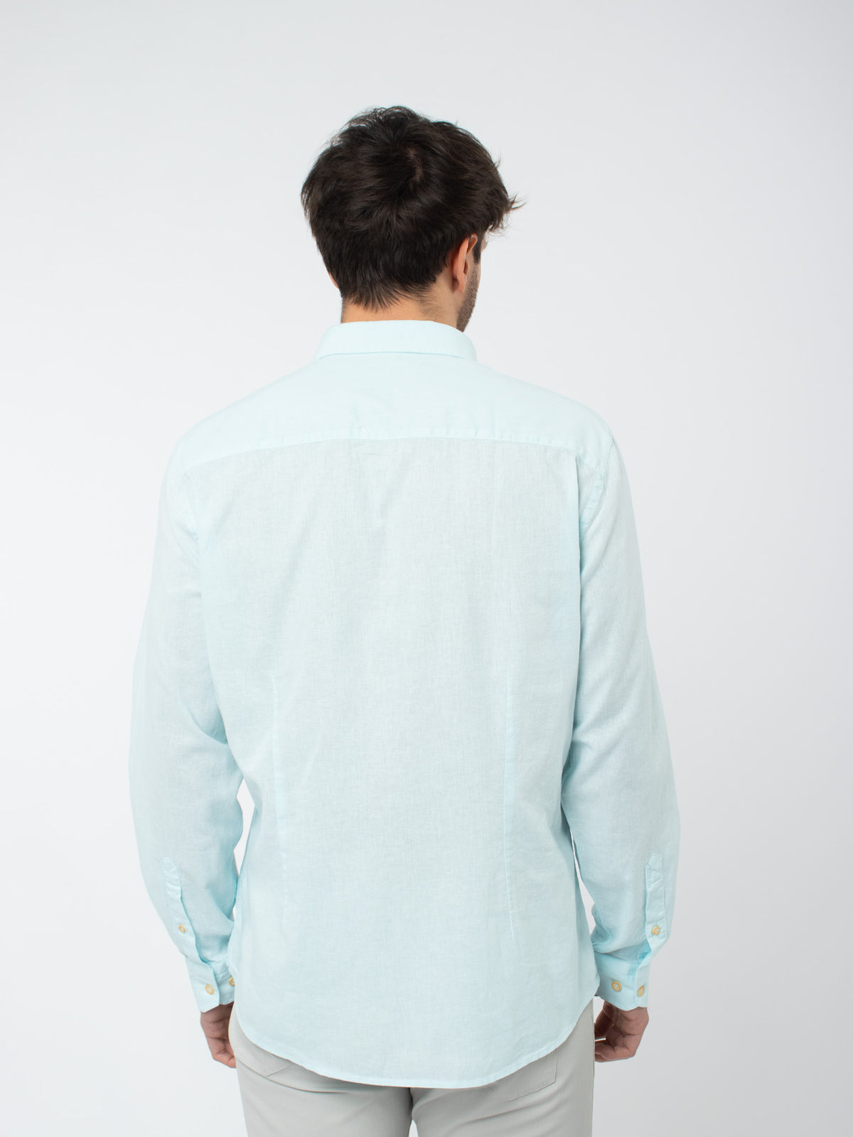 Slim fit linen-cotton shirt