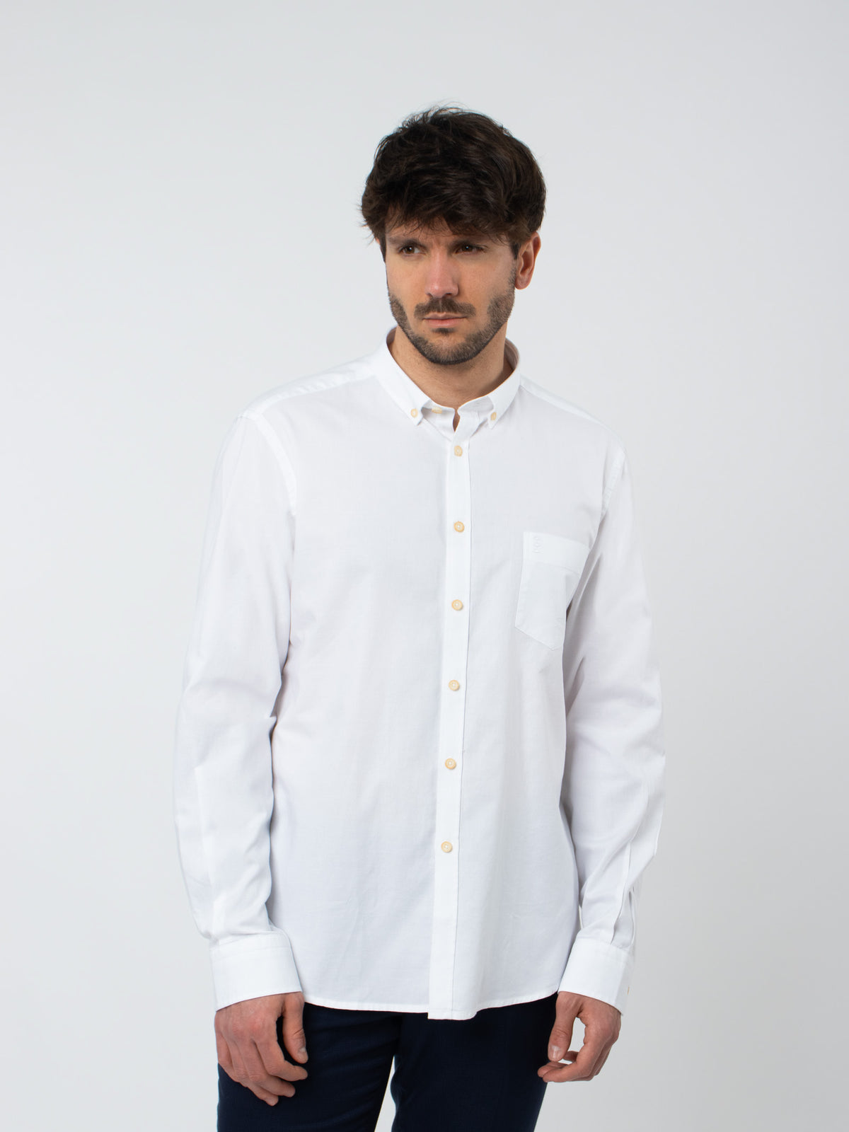 Slim fit linen-cotton shirt