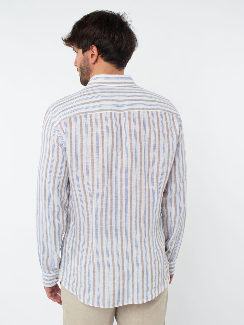 Camisa lino rayas slim fit