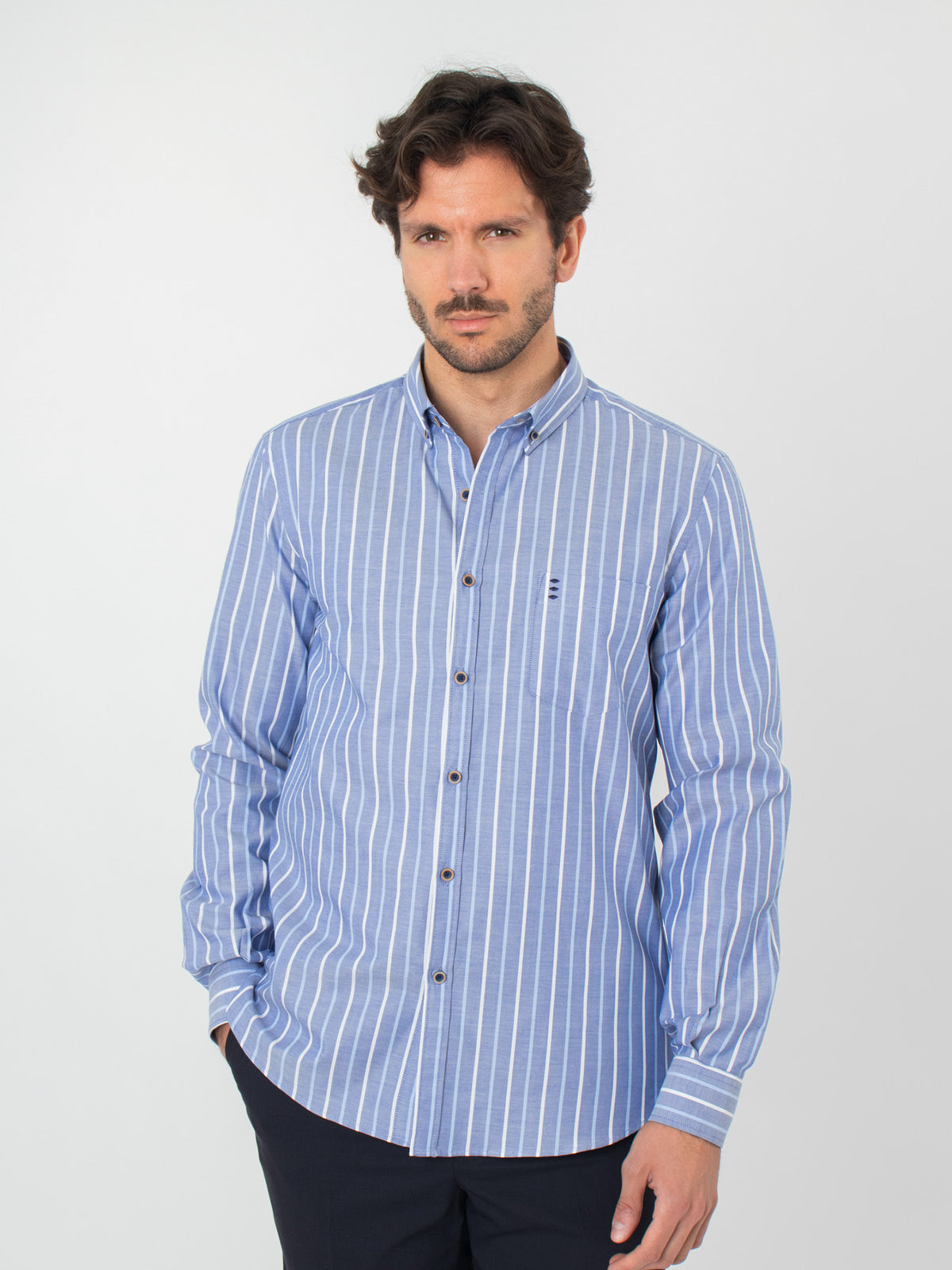 Slim fit striped shirt with pocket