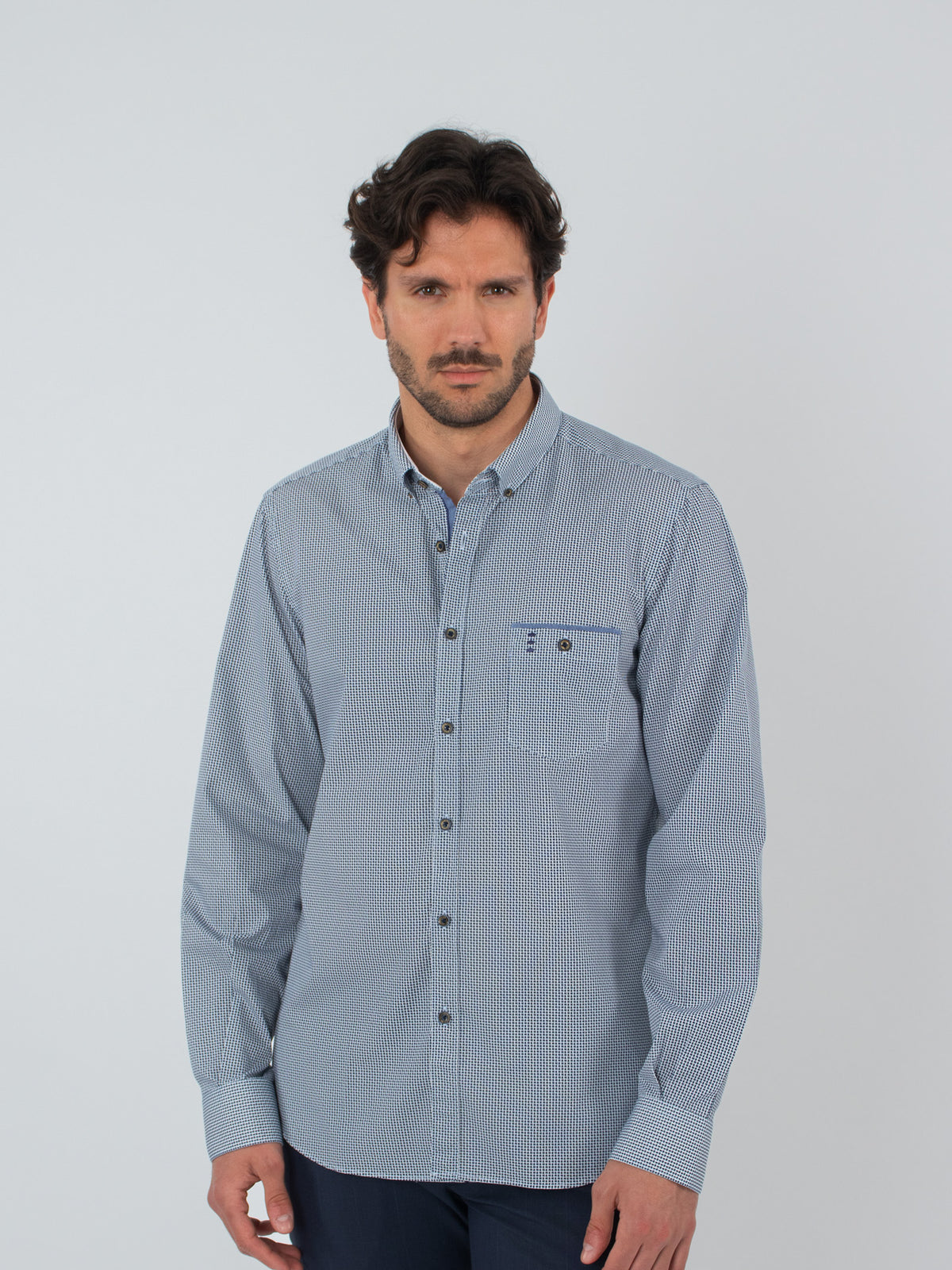 Slim fit printed shirt with contrasts