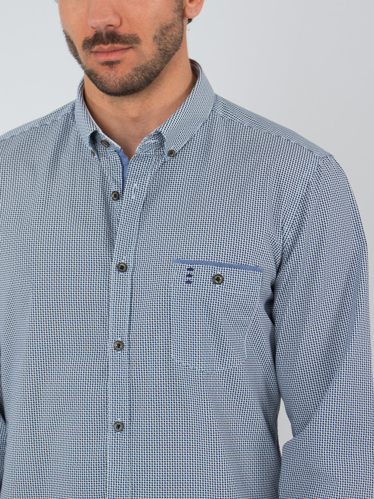 Slim fit printed shirt with contrasts