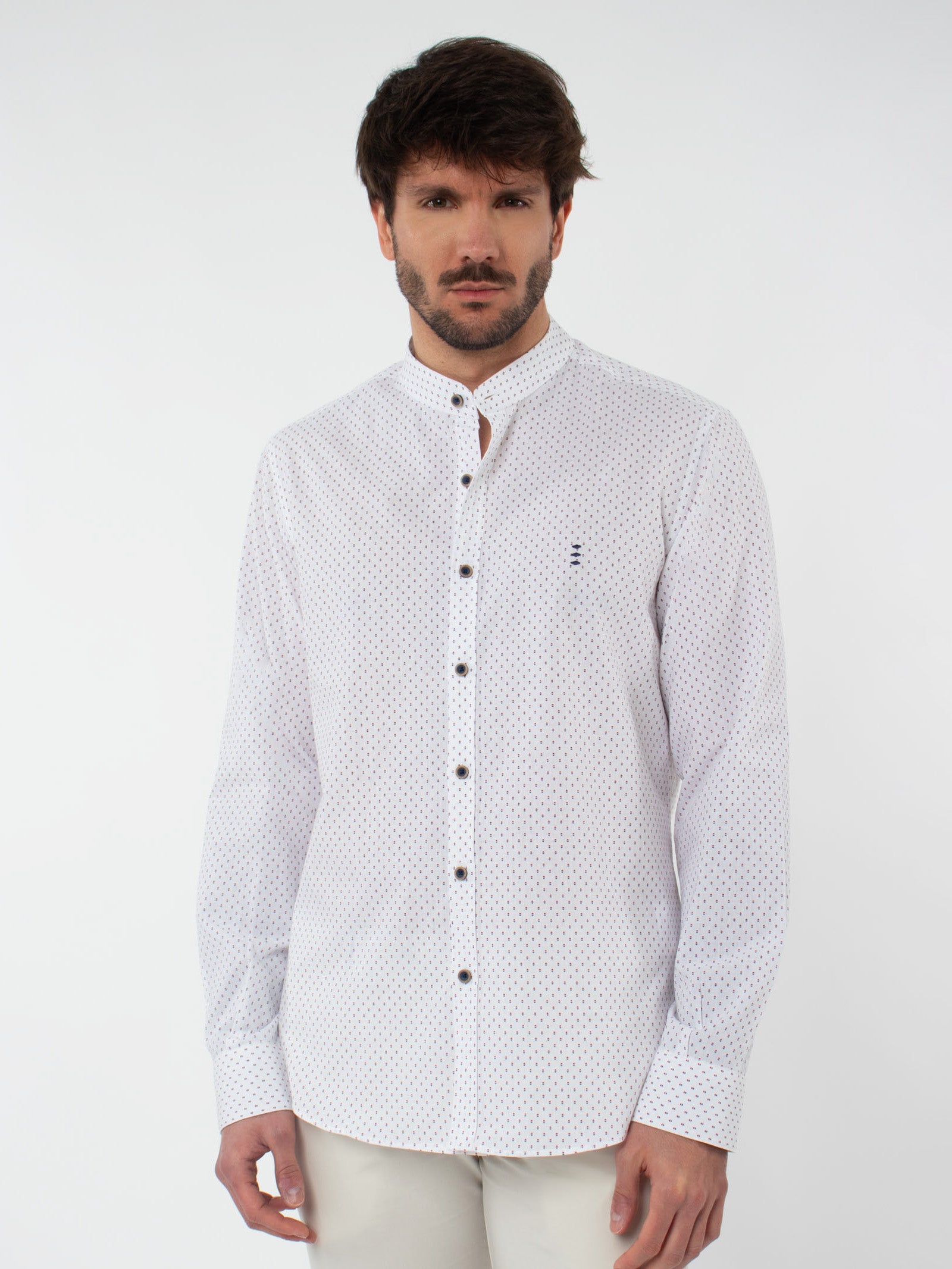 Camisa cuello mao slim fit