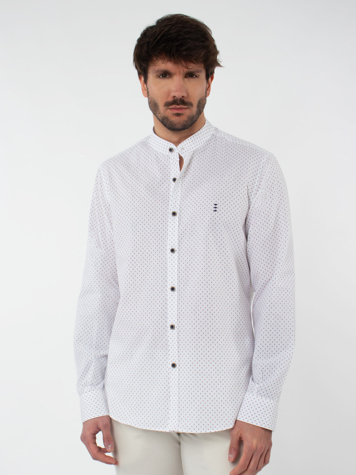 Camisa cuello mao slim fit