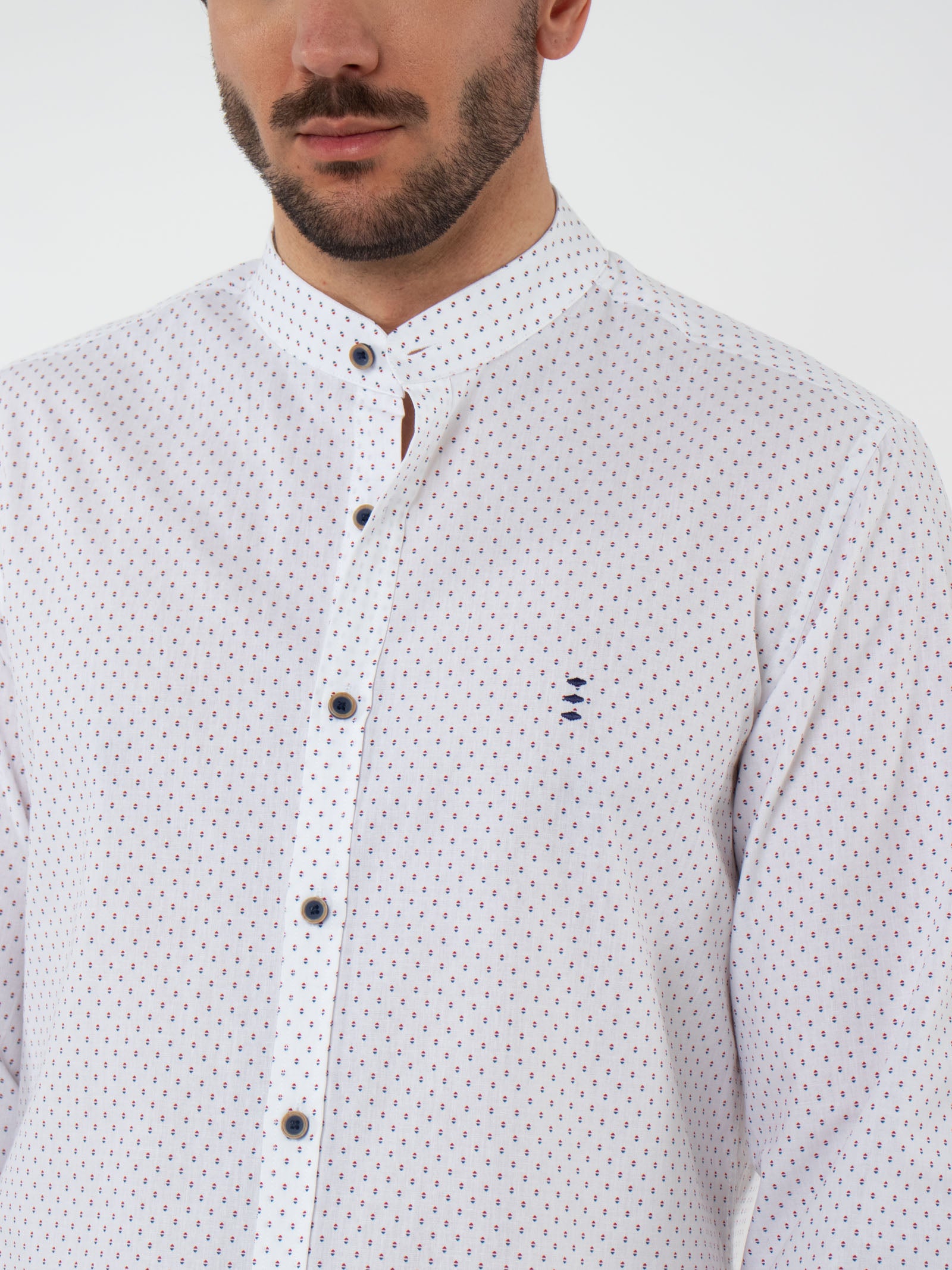 Camisa cuello mao slim fit