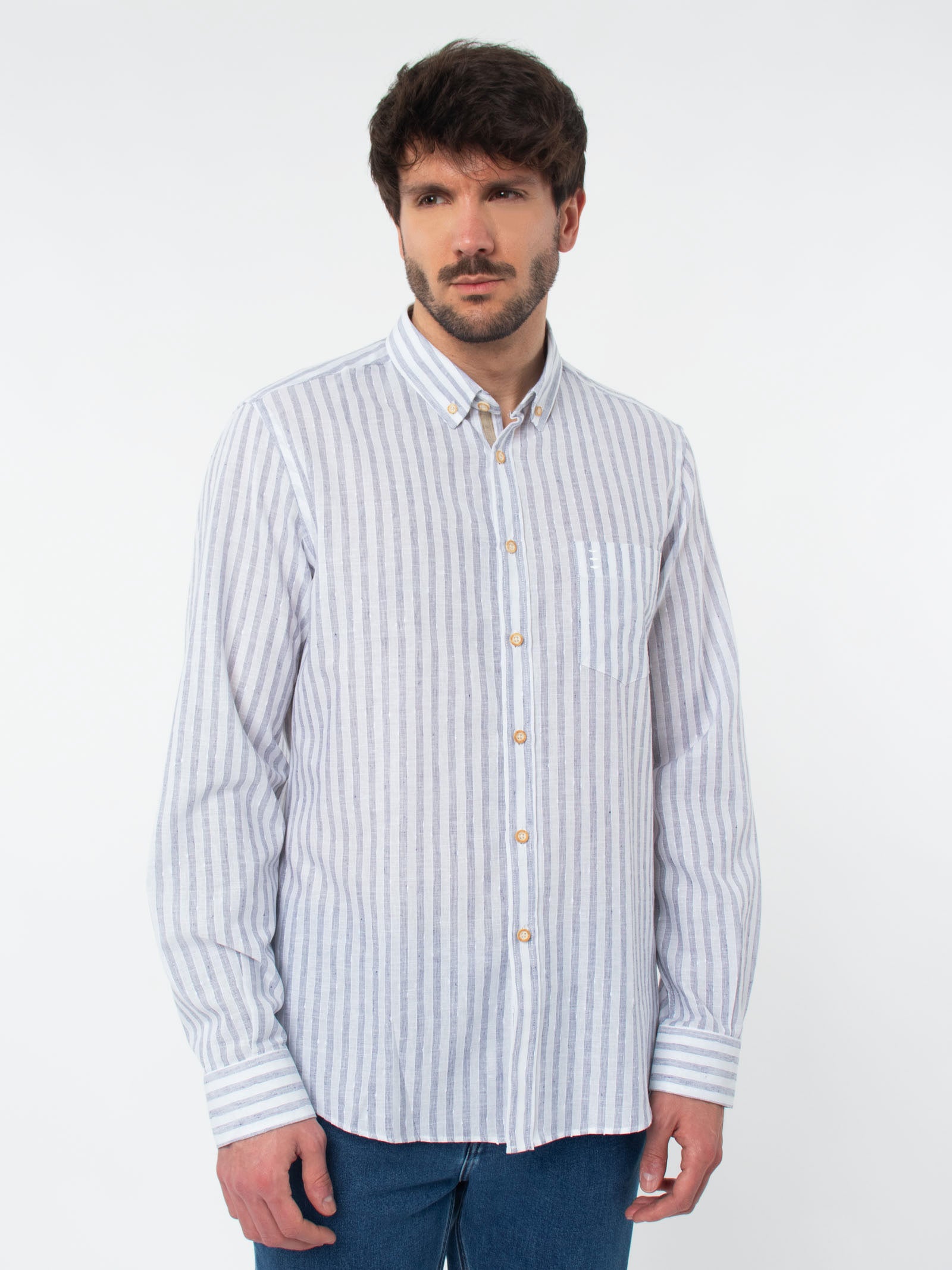 Camisa rayas slim fit contrastes