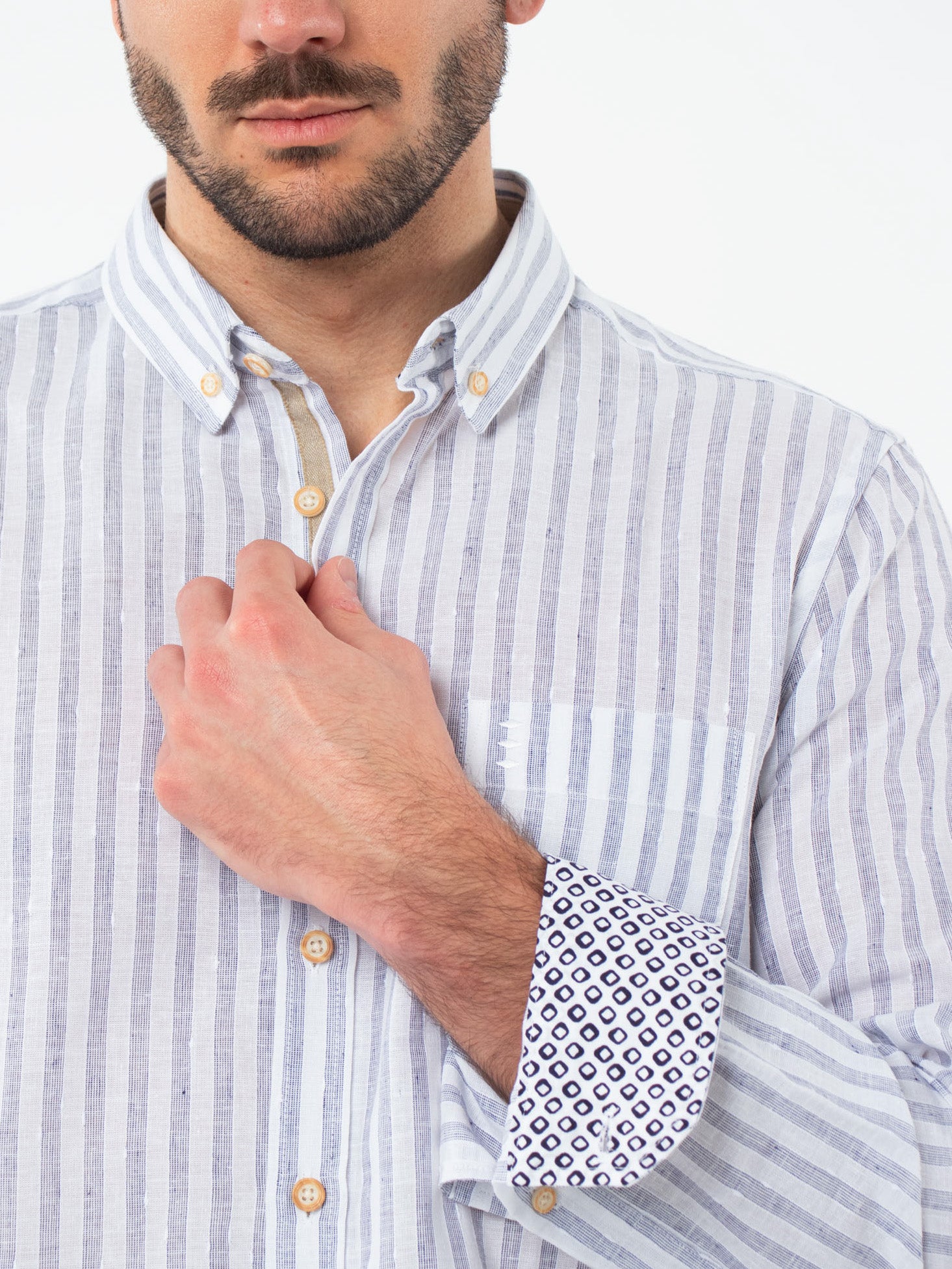 Camisa rayas slim fit contrastes