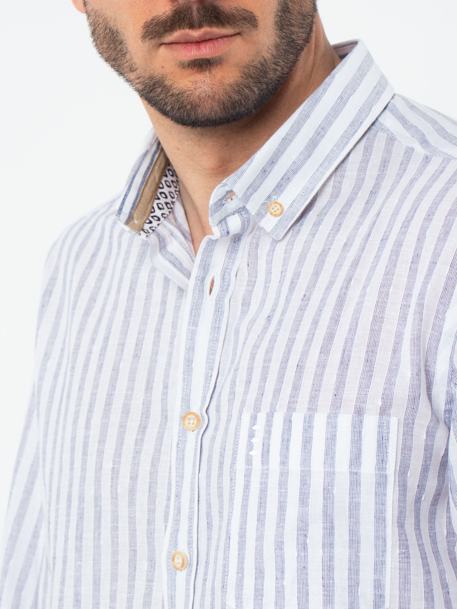 Camisa rayas slim fit contrastes