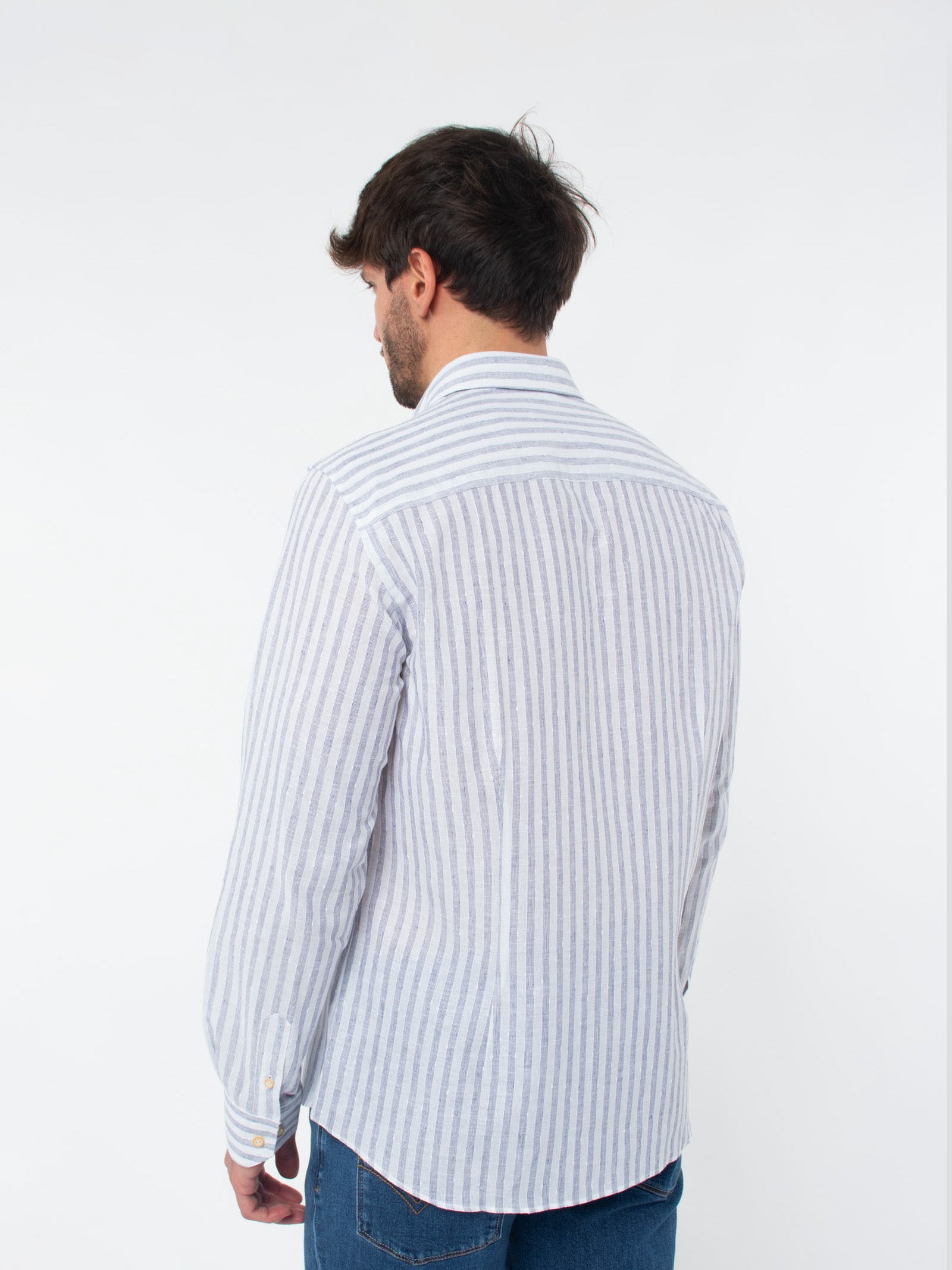 Camisa rayas slim fit contrastes