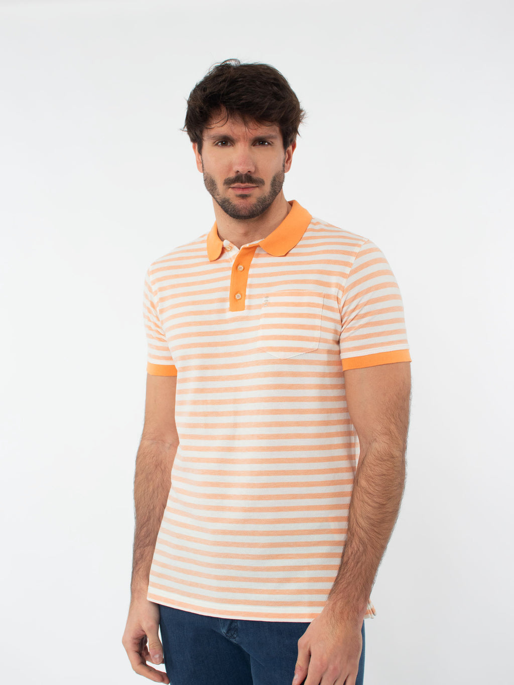 Striped polo shirt with pocket