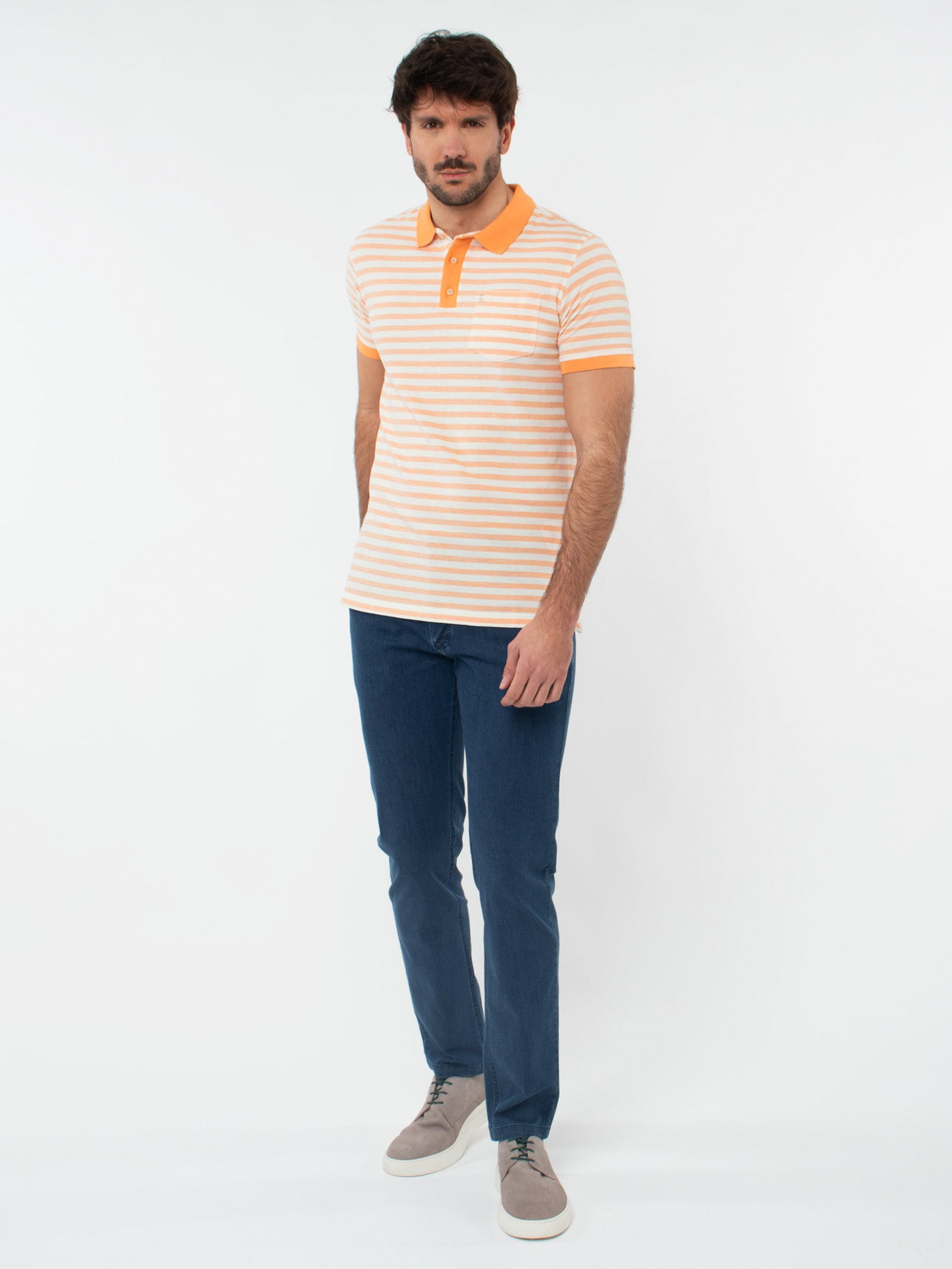 Striped polo shirt with pocket