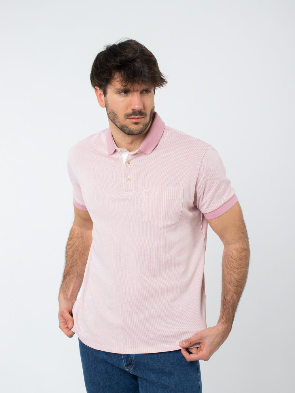 Jacquard polo shirt with pocket