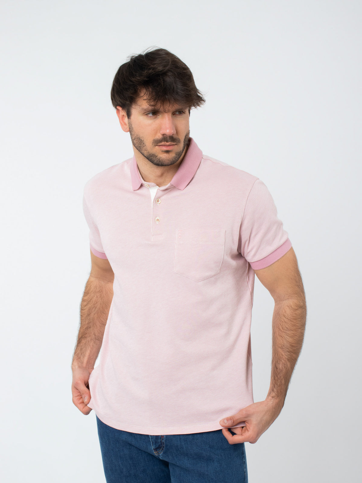 Jacquard polo shirt with pocket