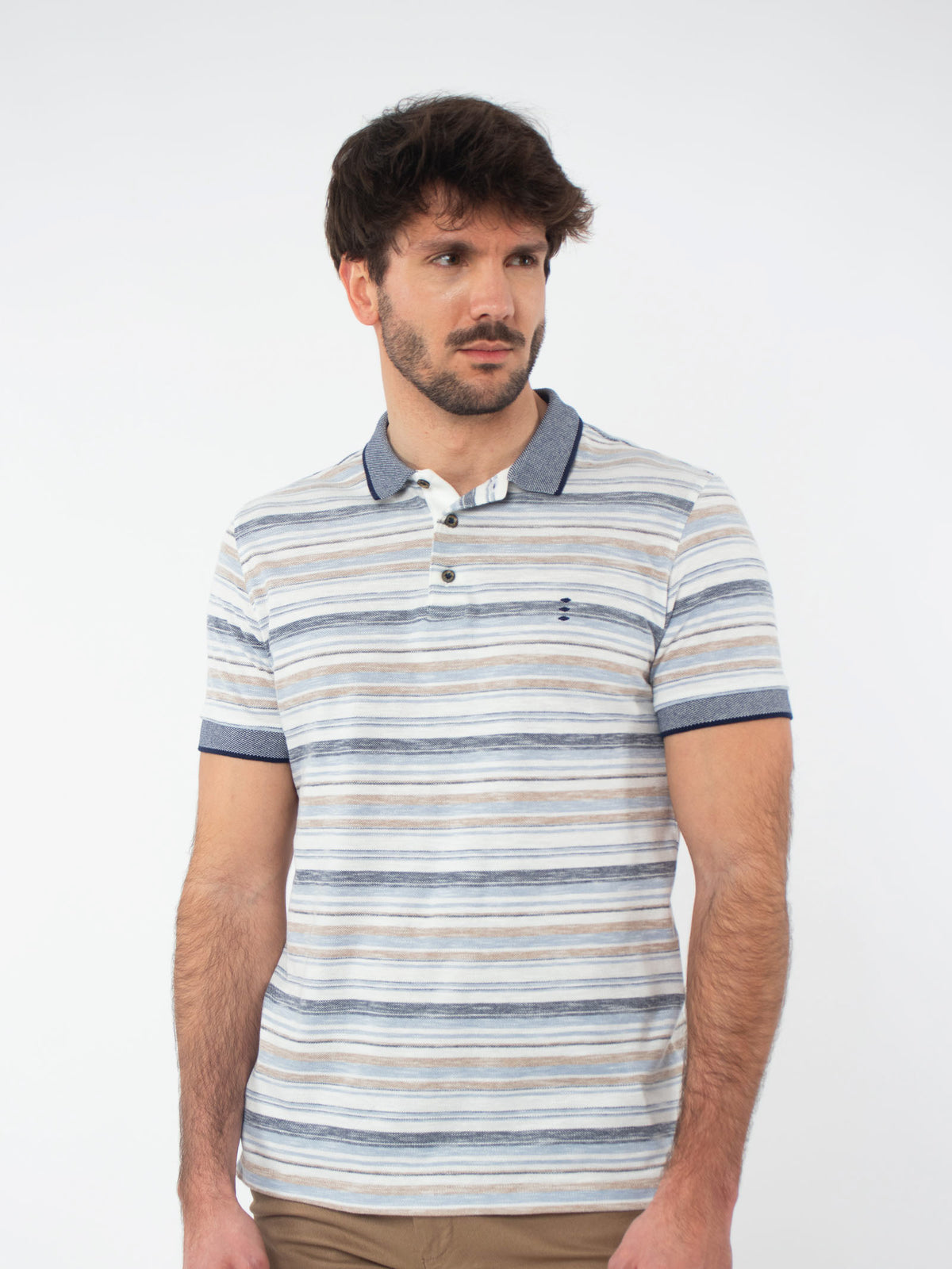 Multicolor striped polo shirt