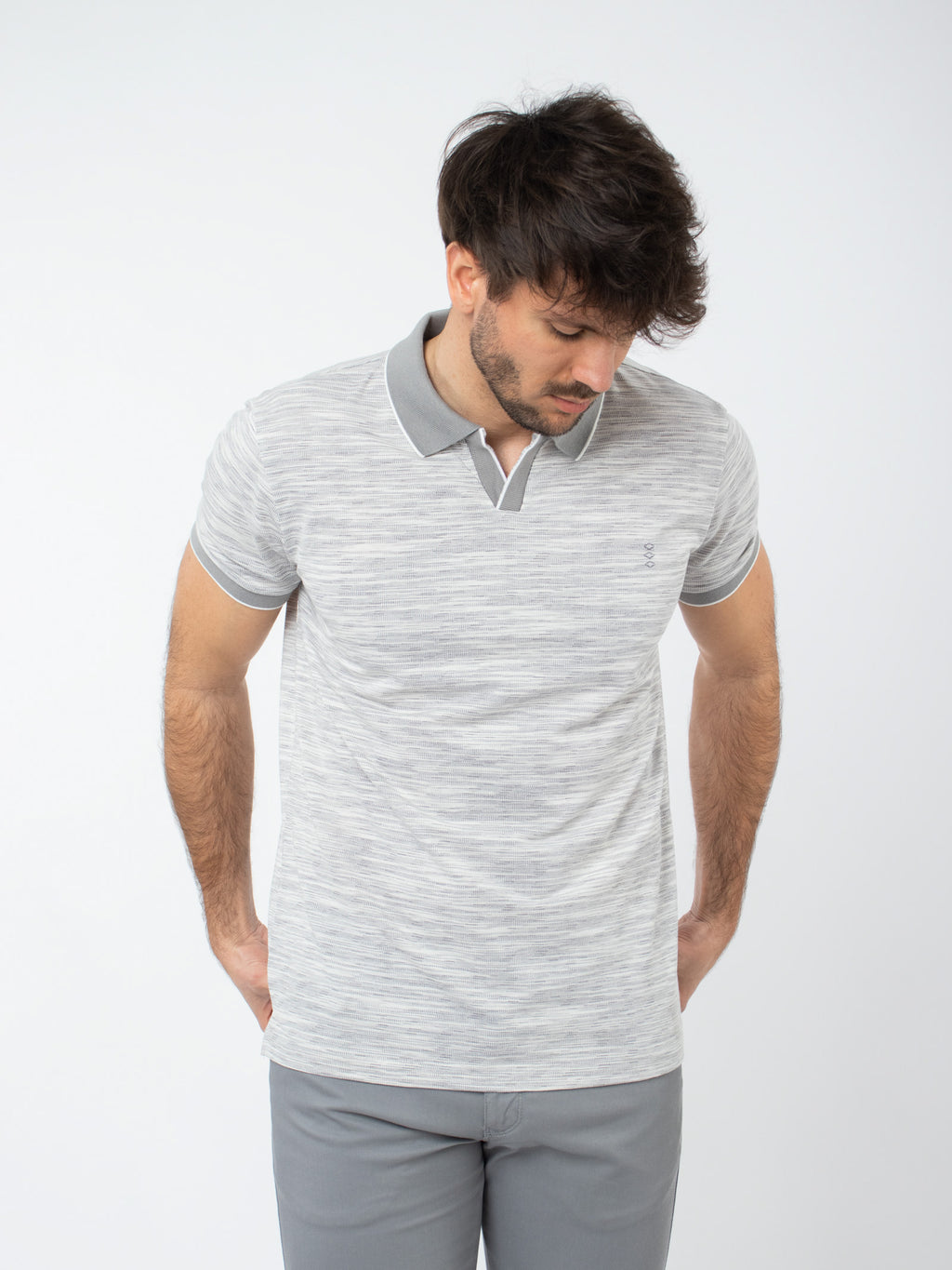 Polo shirt with heathered effect