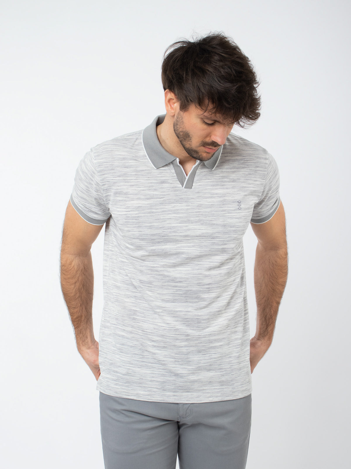 Polo shirt with heathered effect