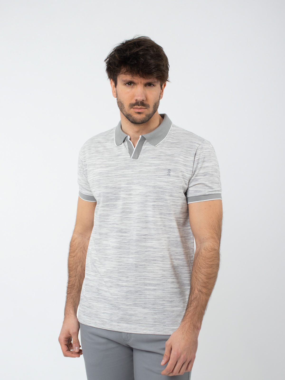 Polo shirt with heathered effect