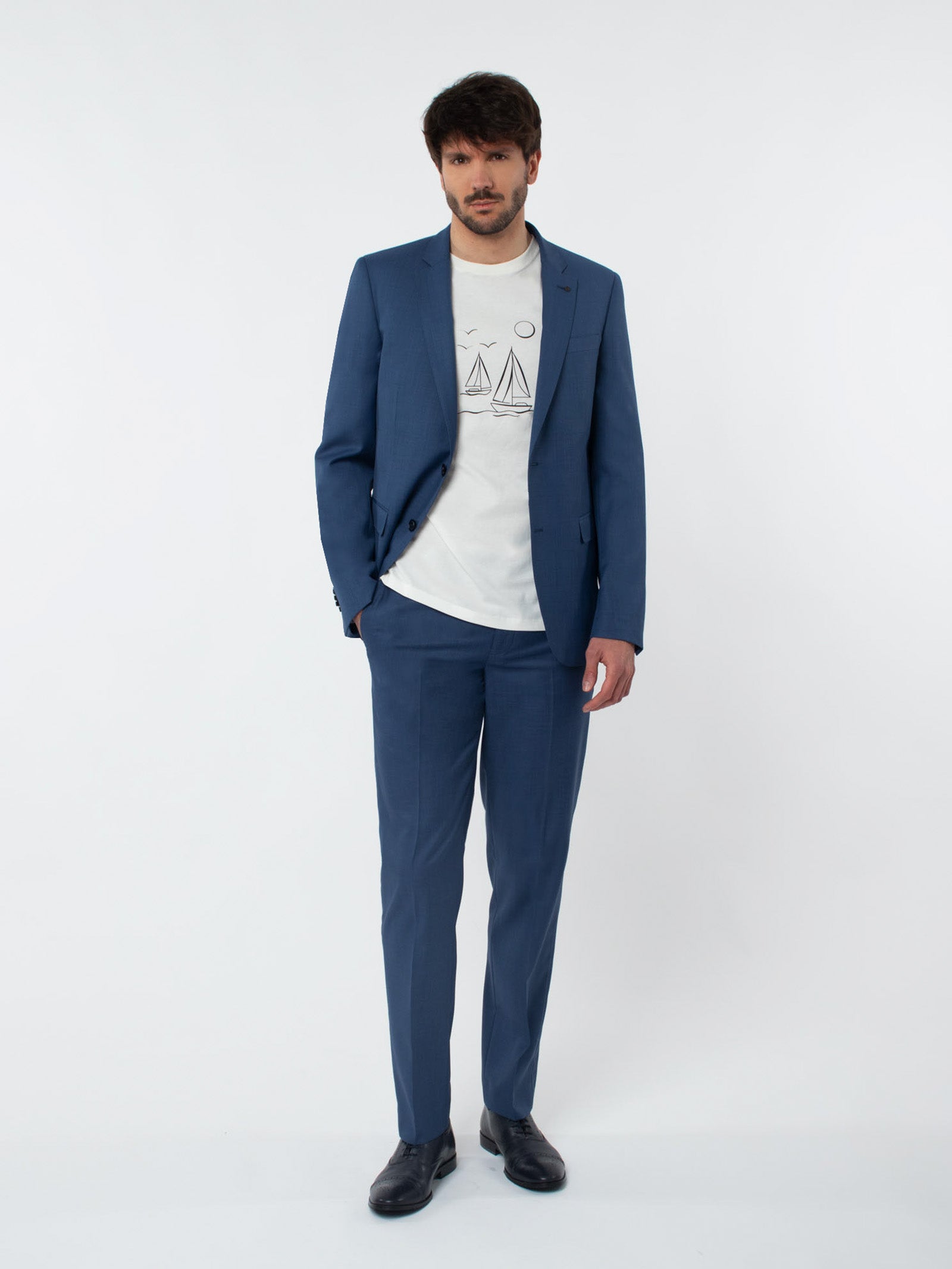Slim fit suit with textured weave