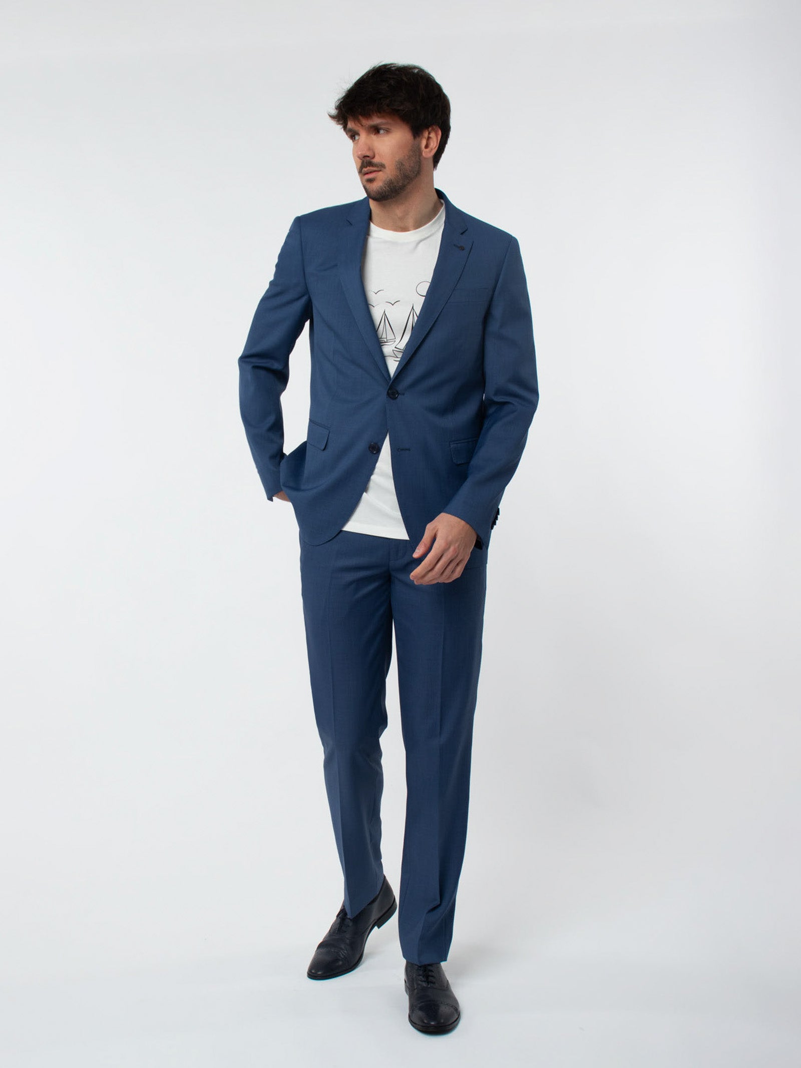 Slim fit suit with textured weave
