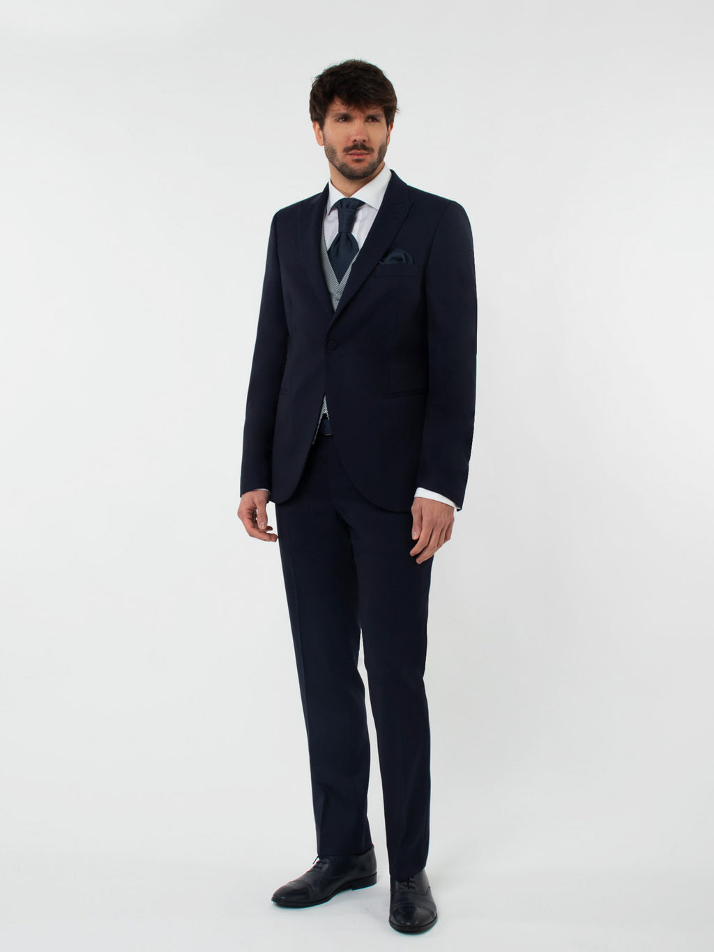 Slim fit suit in micro-patterned pure wool