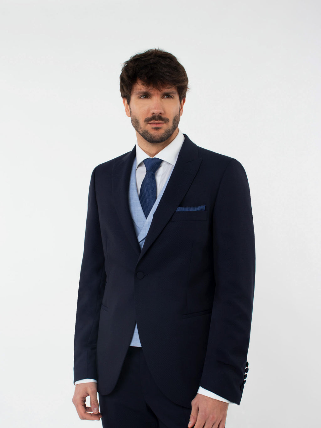 Slim fit suit in micro-patterned pure wool