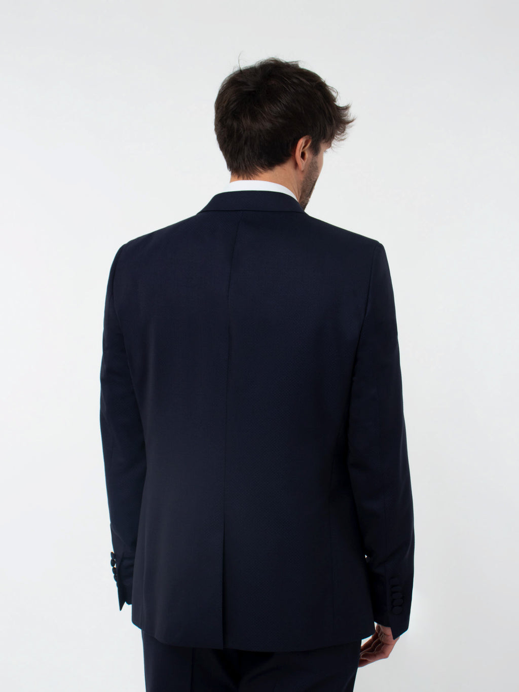 Slim fit suit in micro-patterned pure wool