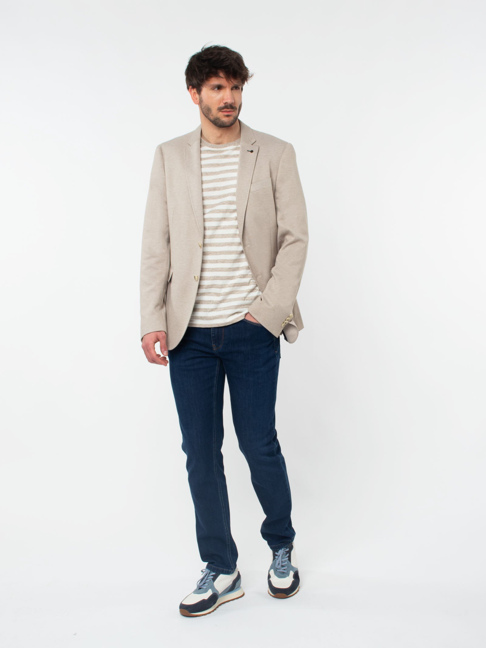 Regular fit bicolour piquet blazer