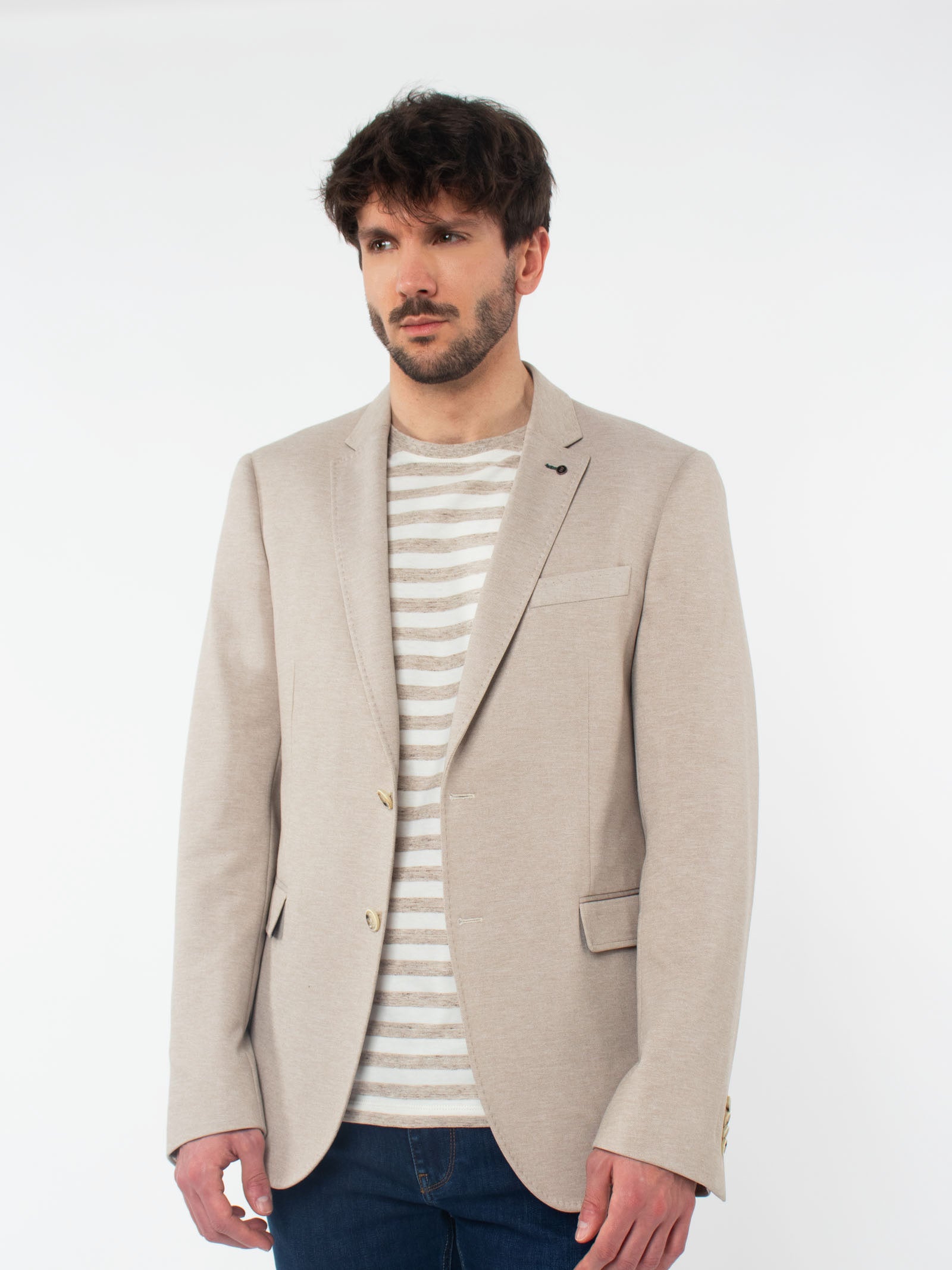 Regular fit bicolour piquet blazer