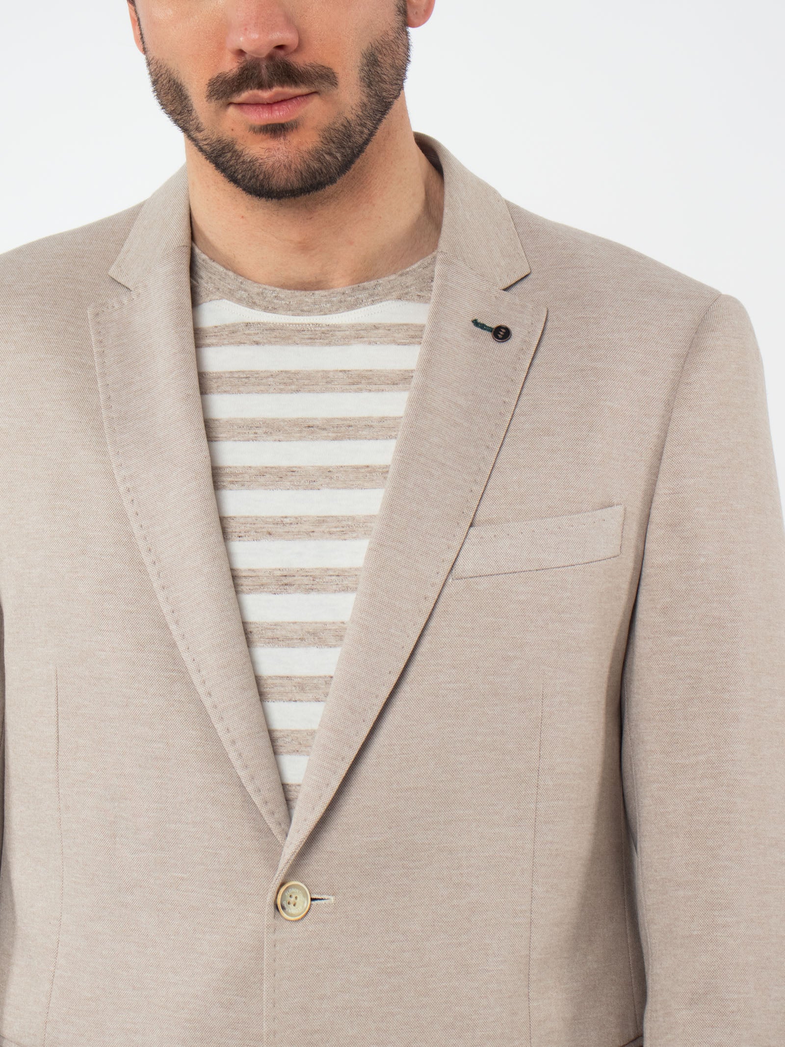 Regular fit bicolour piquet blazer