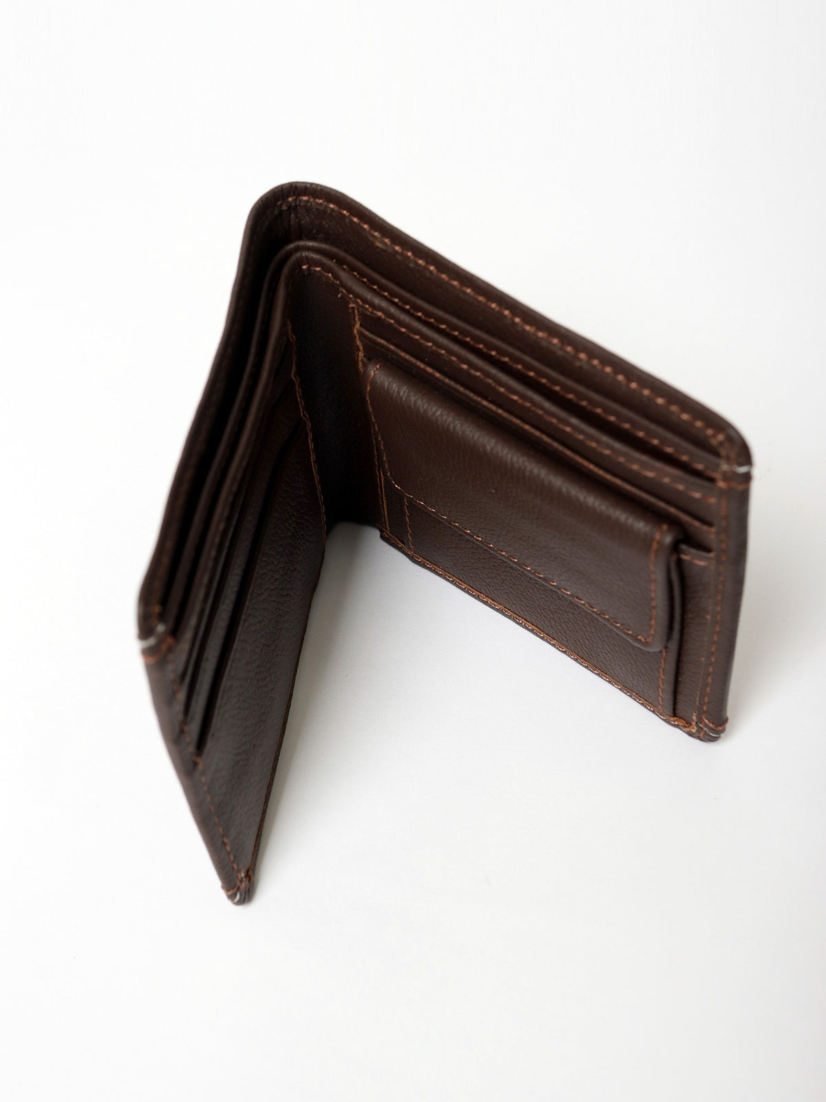 Leather Wallet with Topstitch Detailing